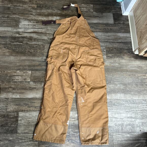 Carhartt R41 Duck Long Zip Double Knee Bib Men's Overall Quilt, 42X30 inch - Tan - Picture 7 of 9